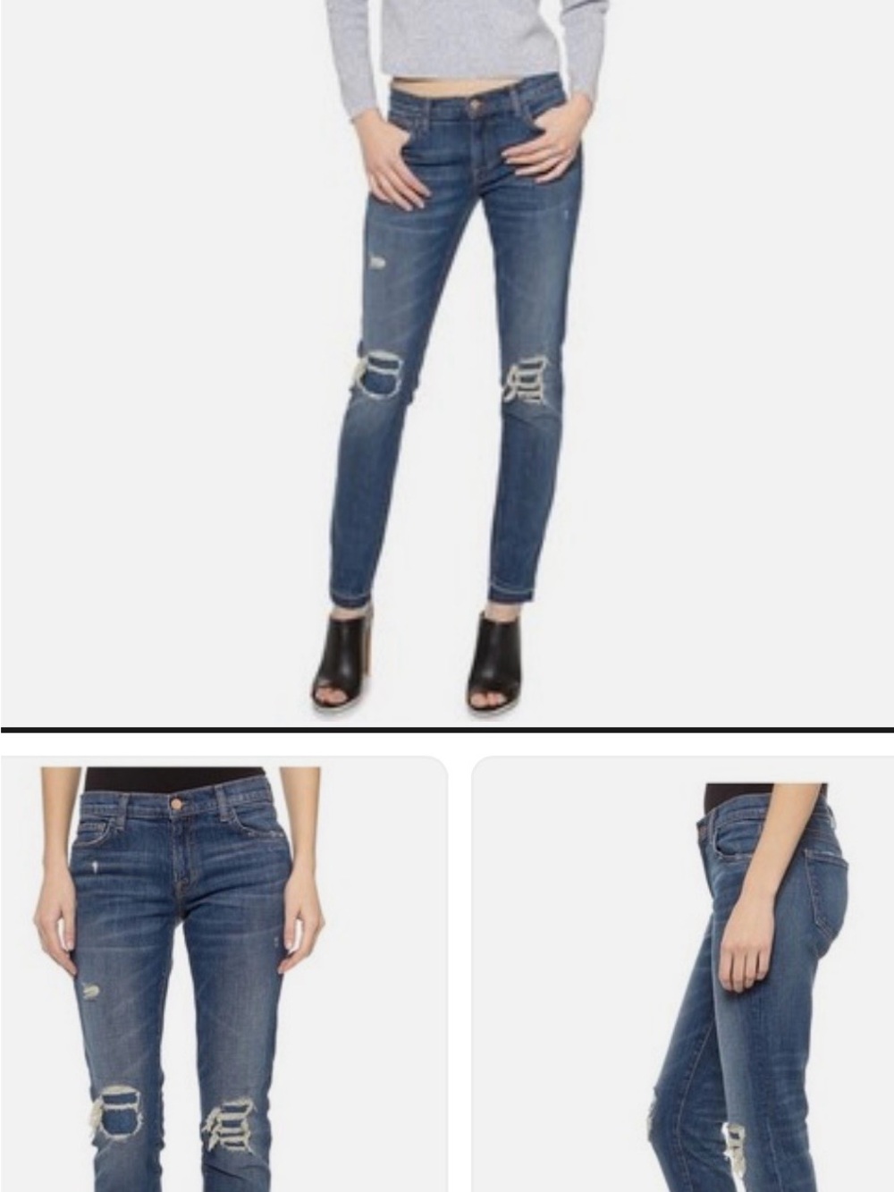 J BrandWomen’s Mid-Rise Slim Skinny Jeans in Distressed Dark Blue